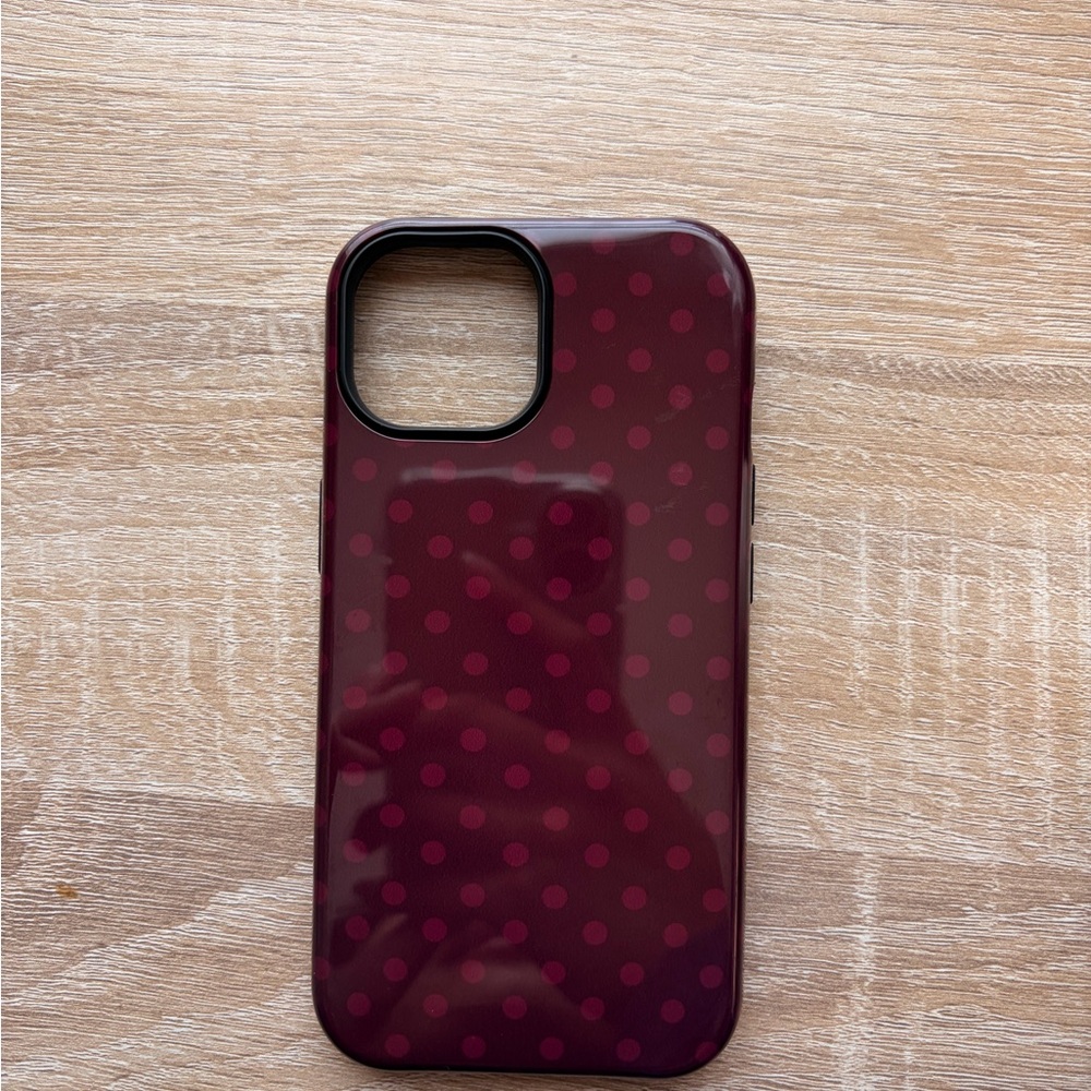 Burgundy Polka Dot Phone Case iPhone 15